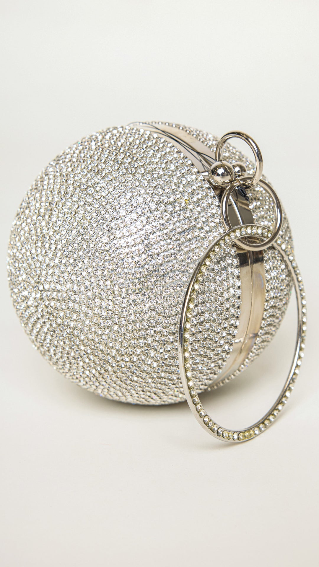 Stellar Silver Rhinestones Disco Ball Clutch