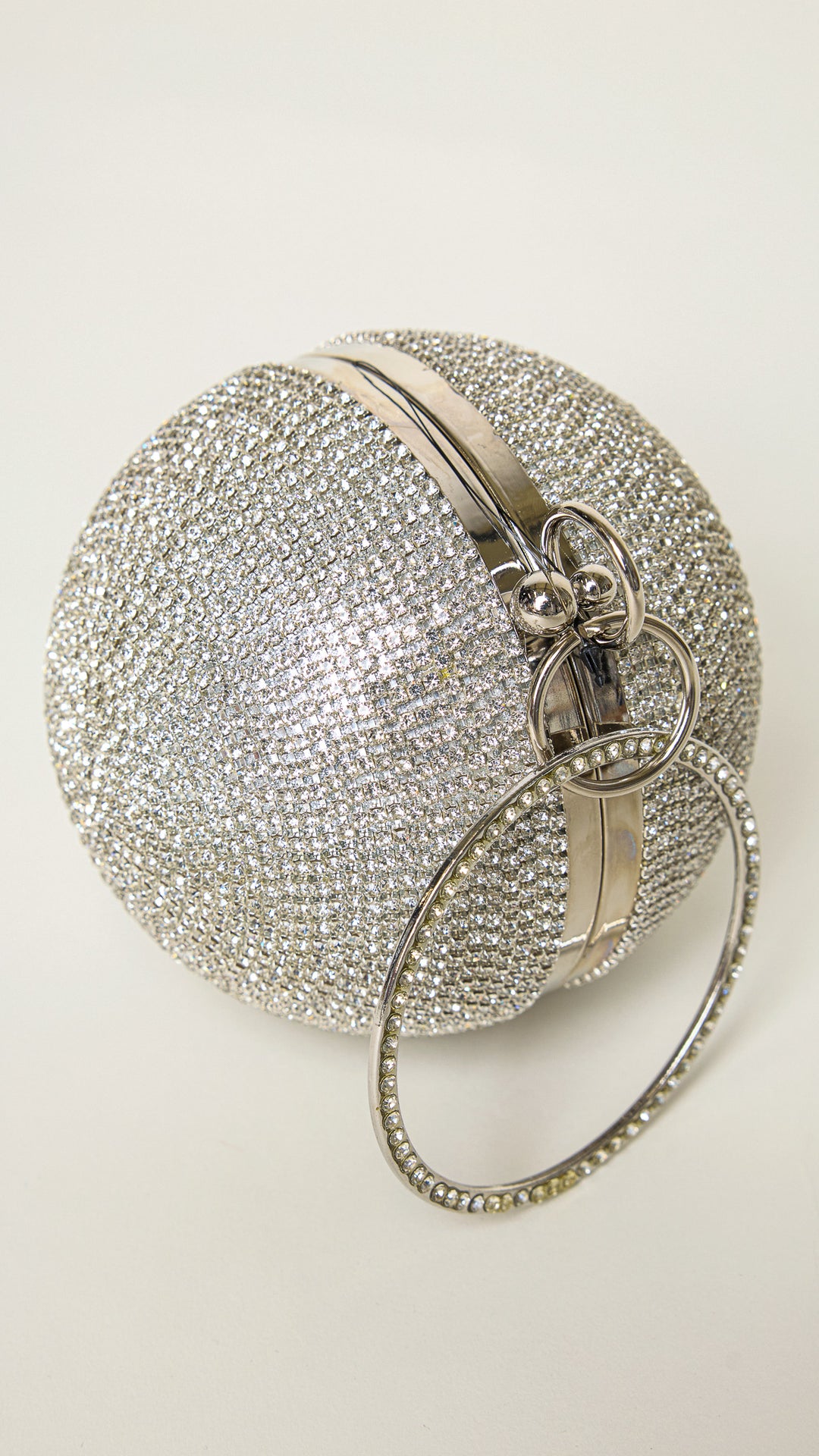 Stellar Silver Rhinestones Disco Ball Clutch