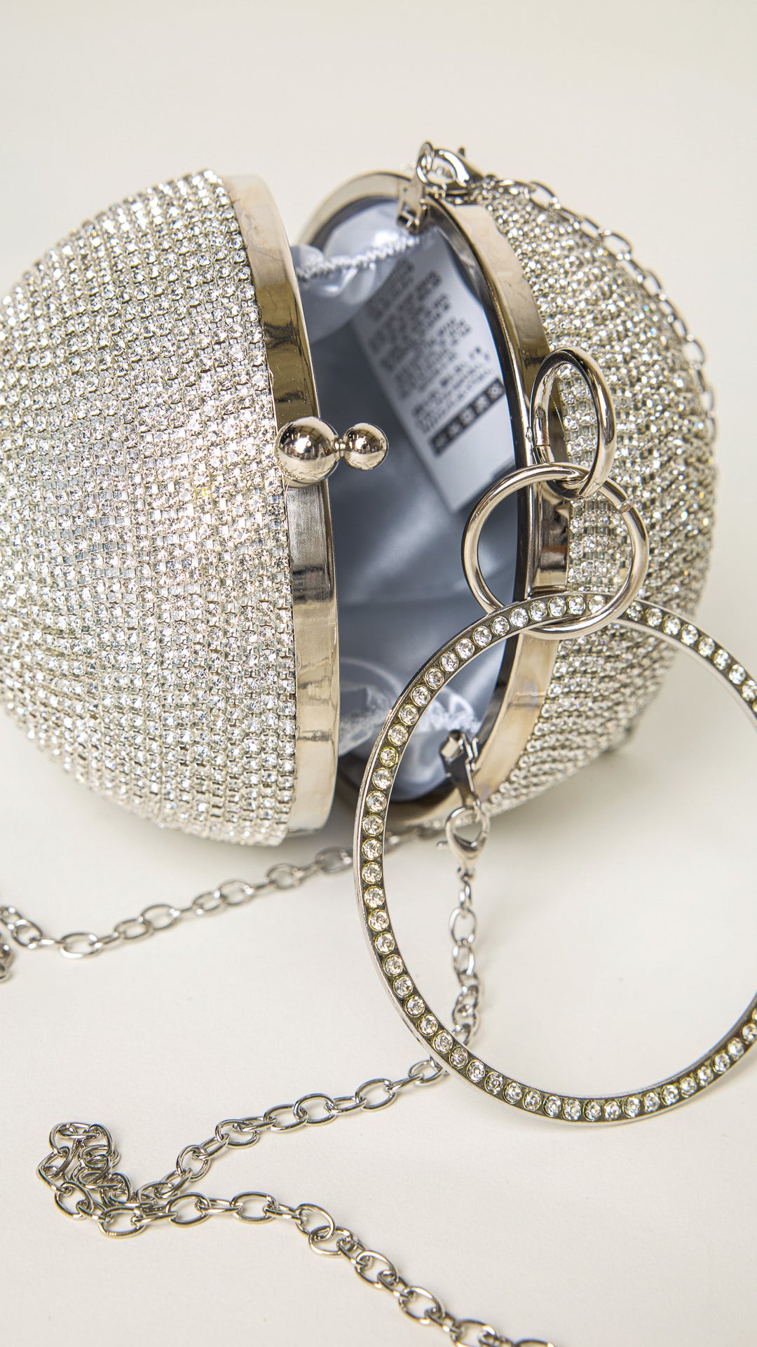 Stellar Silver Rhinestones Disco Ball Clutch