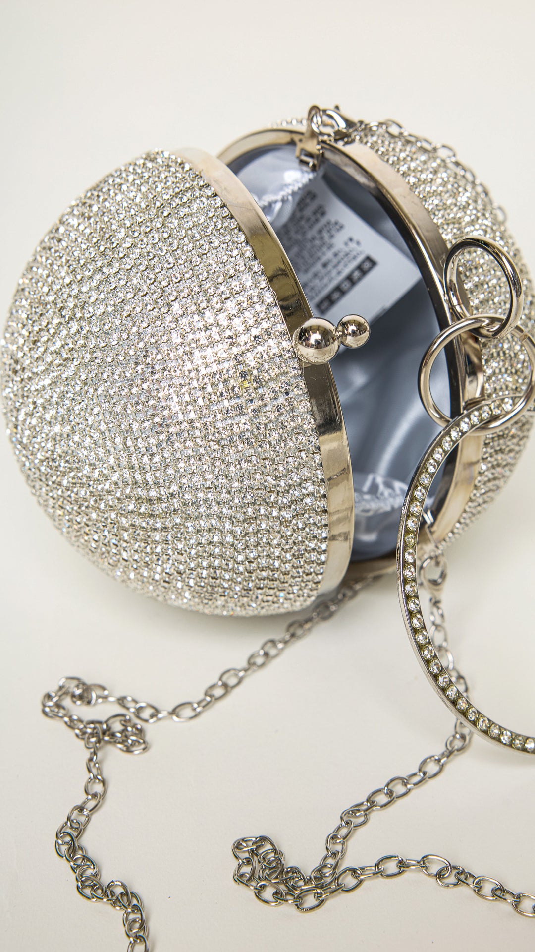 Stellar Silver Rhinestones Disco Ball Clutch