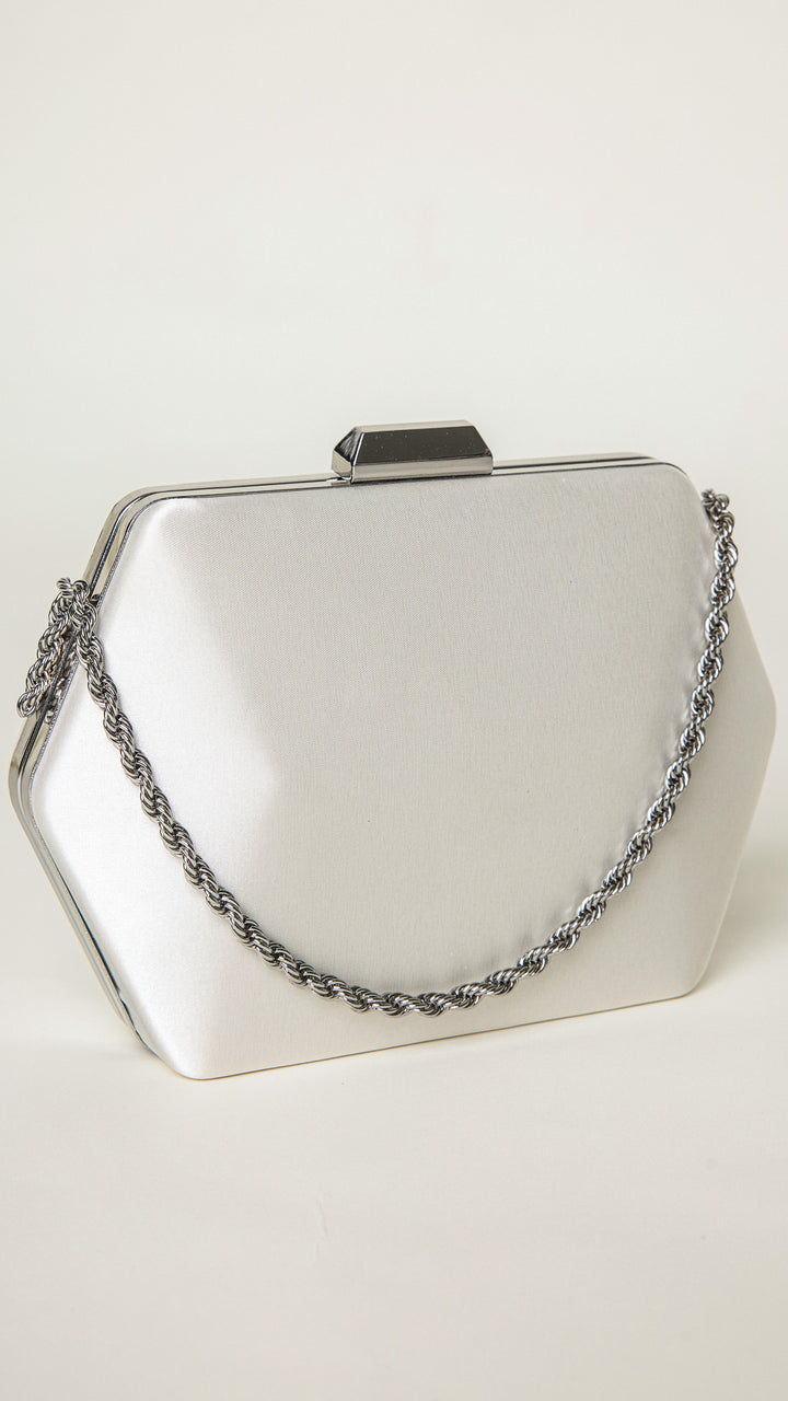 Seer Silver Hexagon Clutch Purse