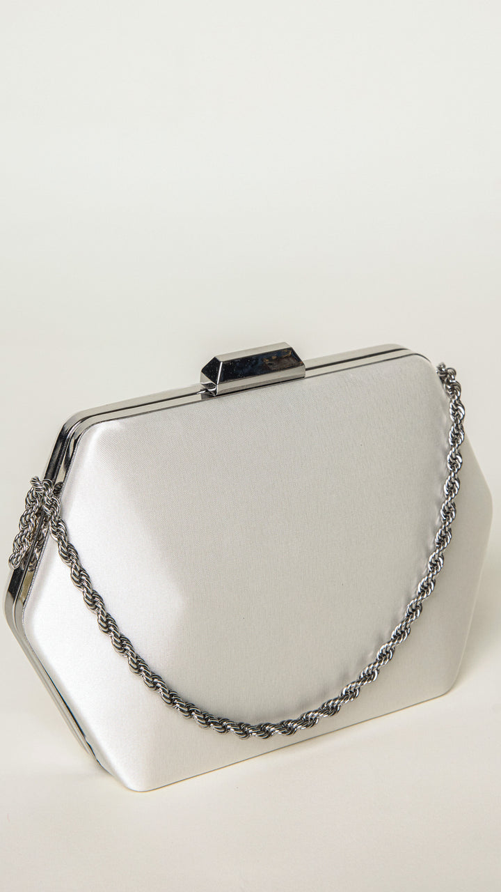 Seer Silver Hexagon Clutch Purse