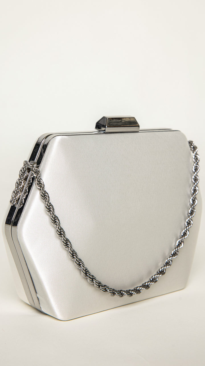 Seer Silver Hexagon Clutch Purse