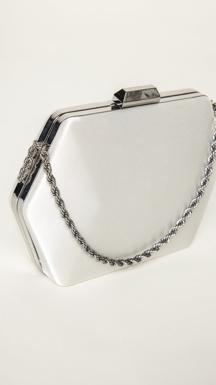 Seer Silver Hexagon Clutch Purse