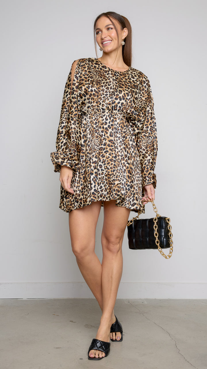 Kiki Print Long Sleeve Mini Dress