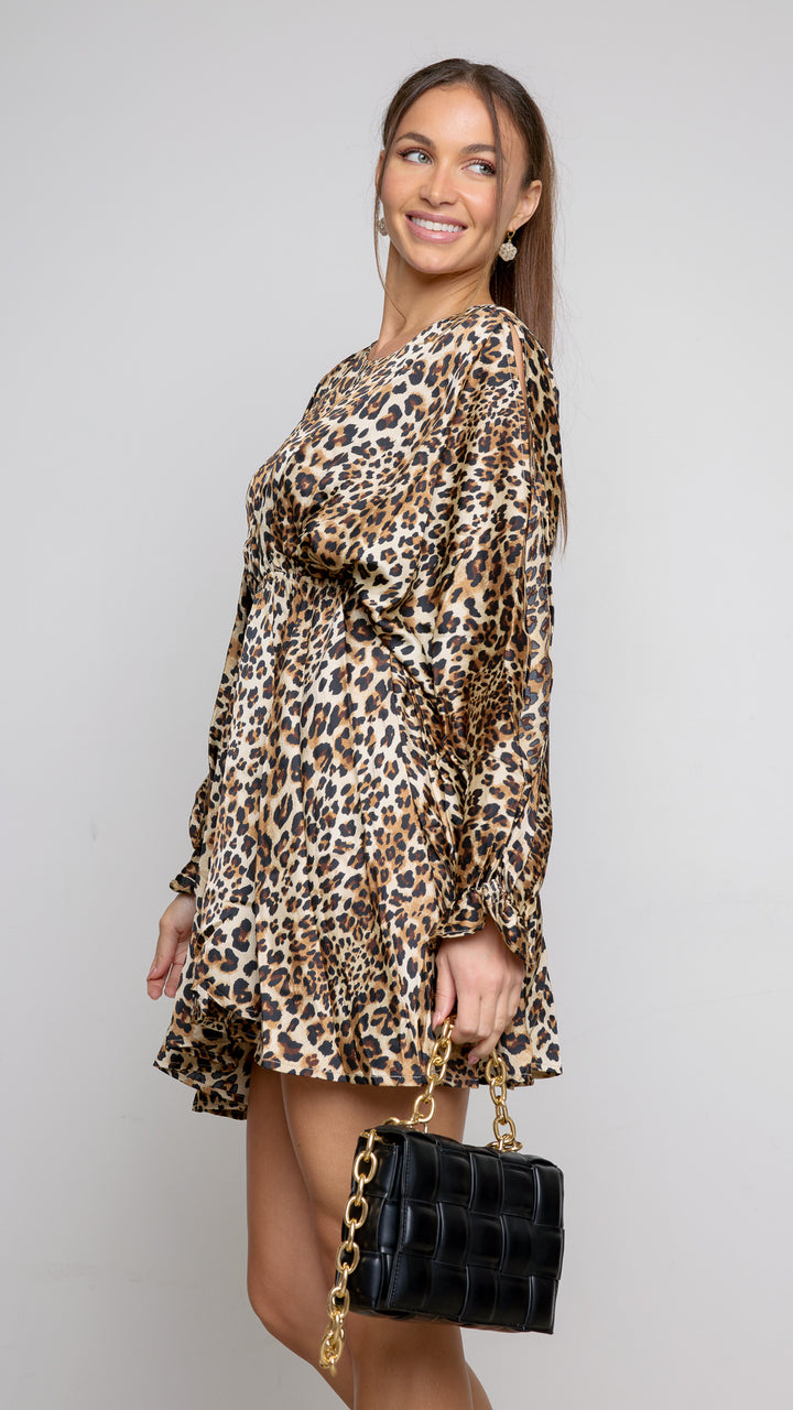 Kiki Print Long Sleeve Mini Dress