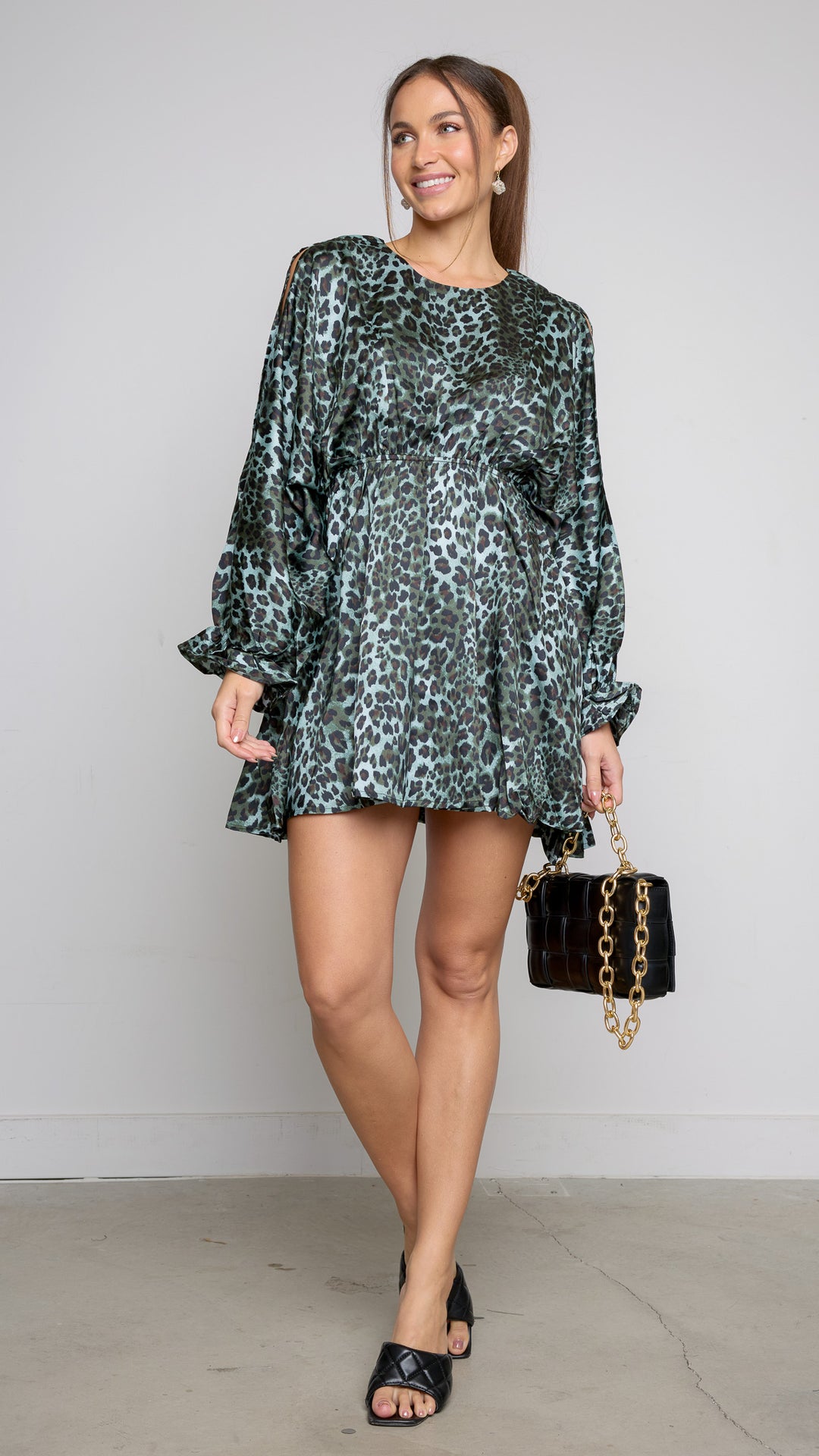 Kiki Print Long Sleeve Mini Dress