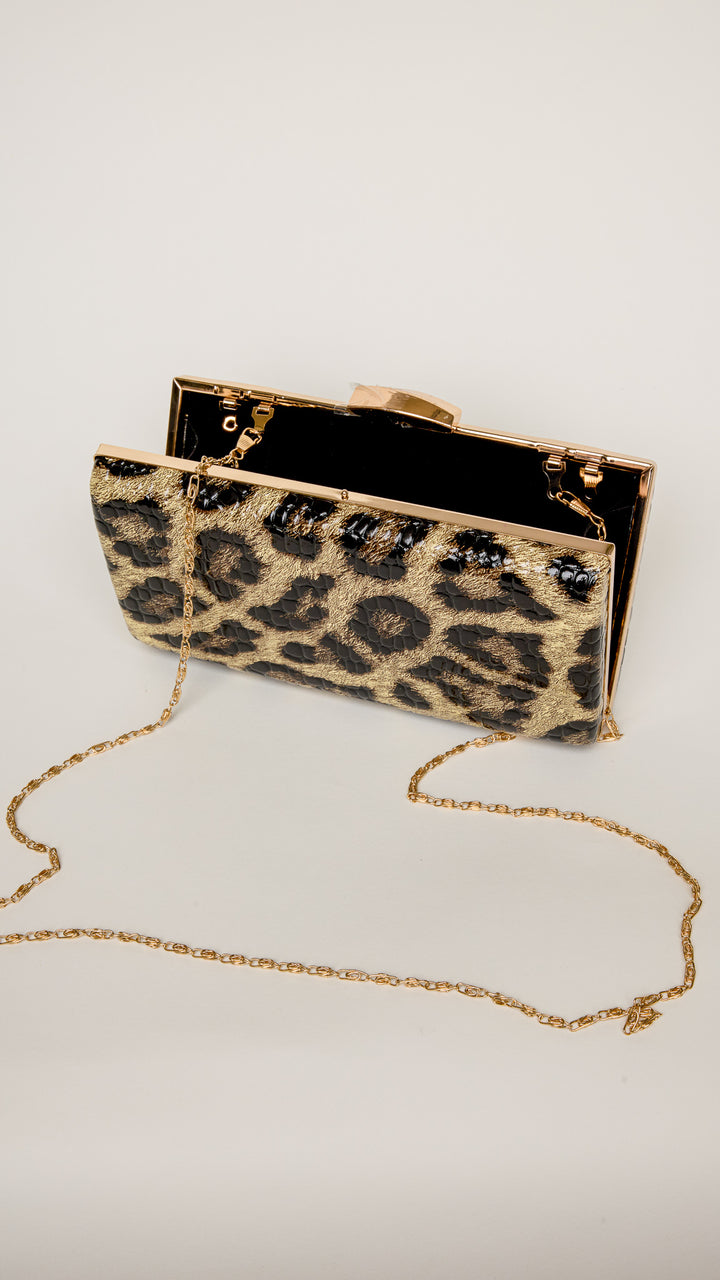 Sofia Leopard Clutch