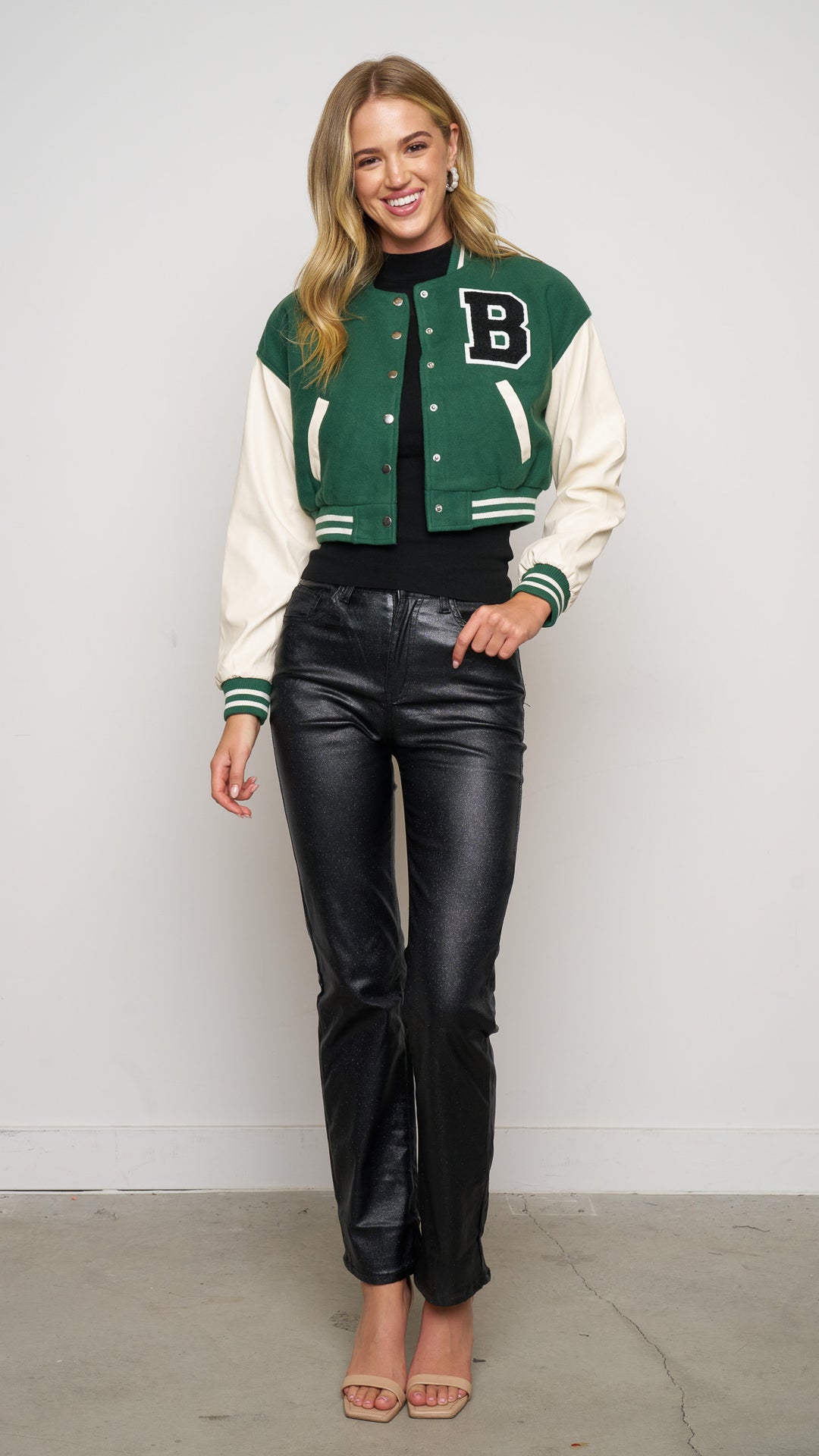 Janna Varsity Jacket in green