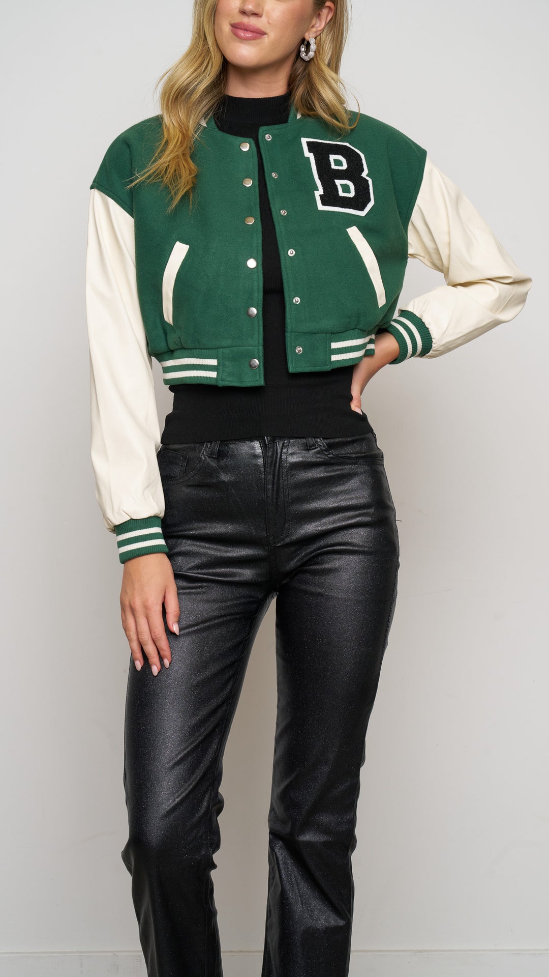 Janna Varsity Jacket in green