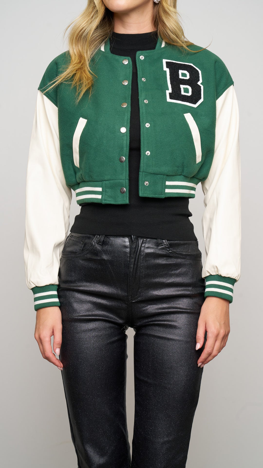 Janna Varsity Jacket in green