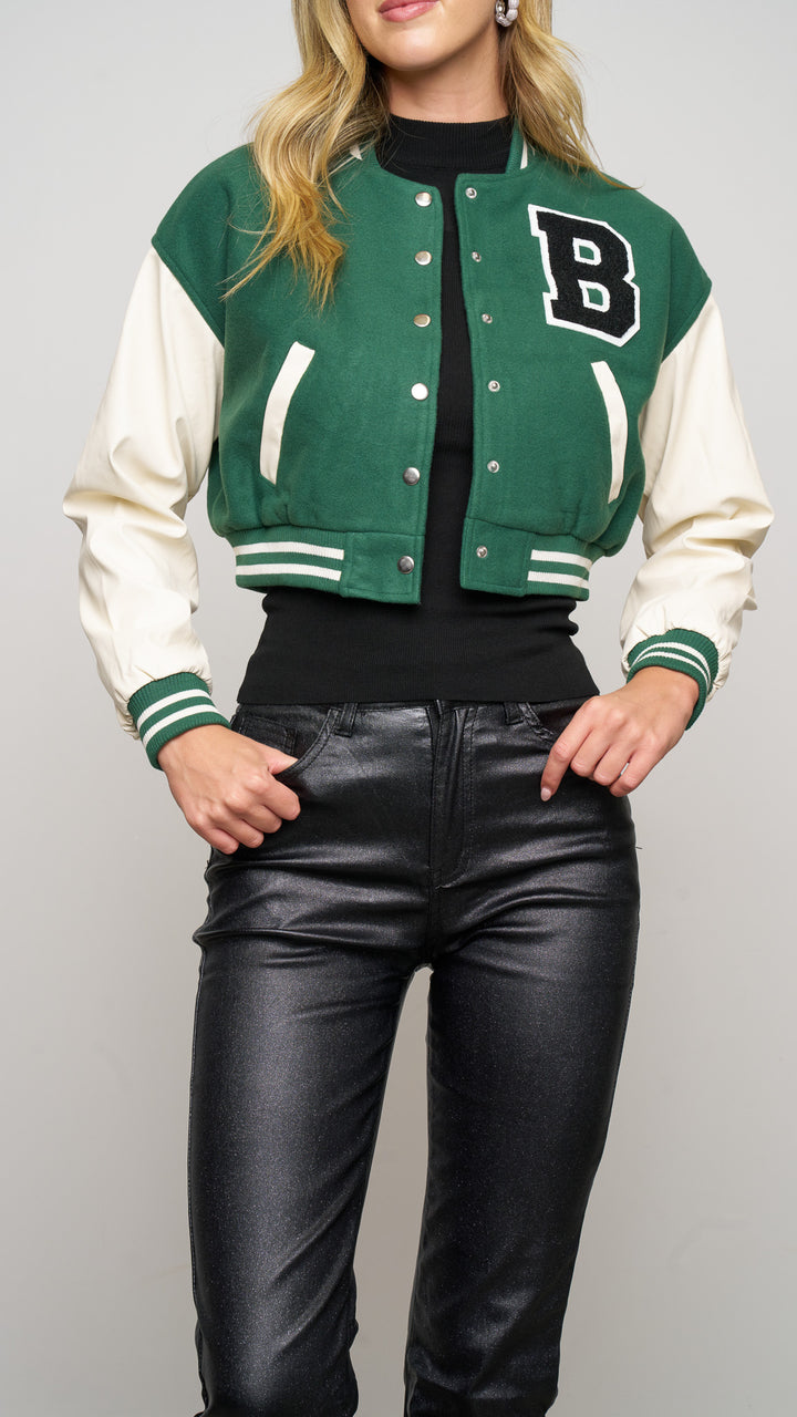 Janna Varsity Jacket in green