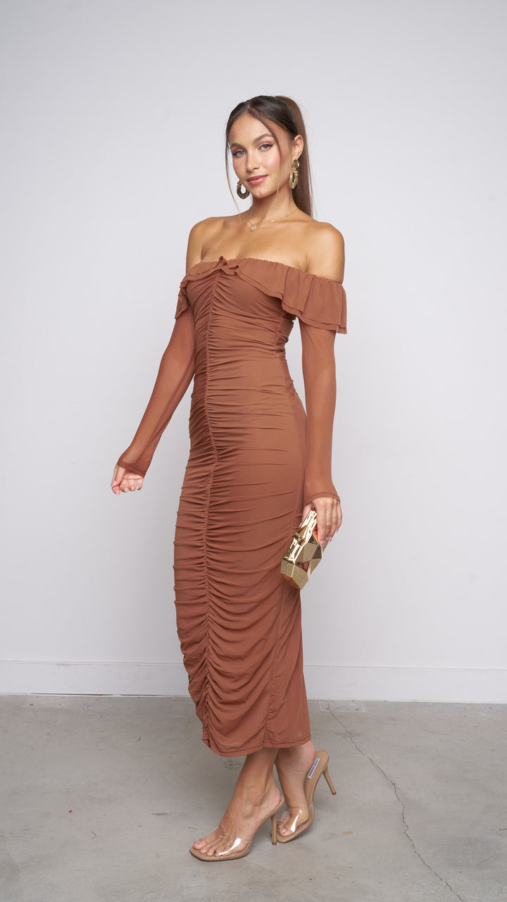 Stellar Midi Dress in brown