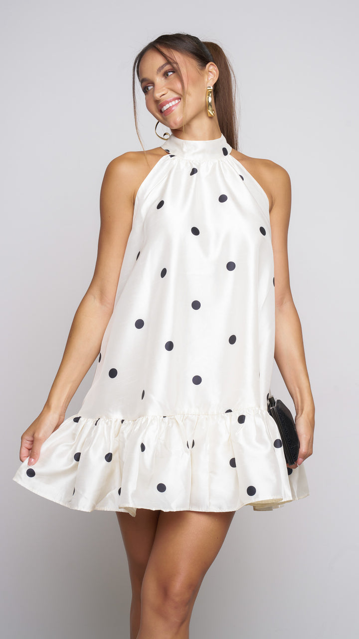 Kaliua Polka Dot Halter Mini Dress