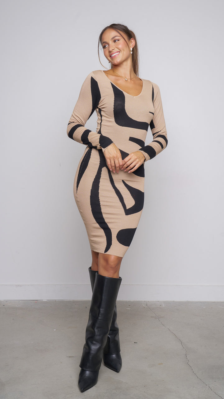 Kollete Midi Dress in tan