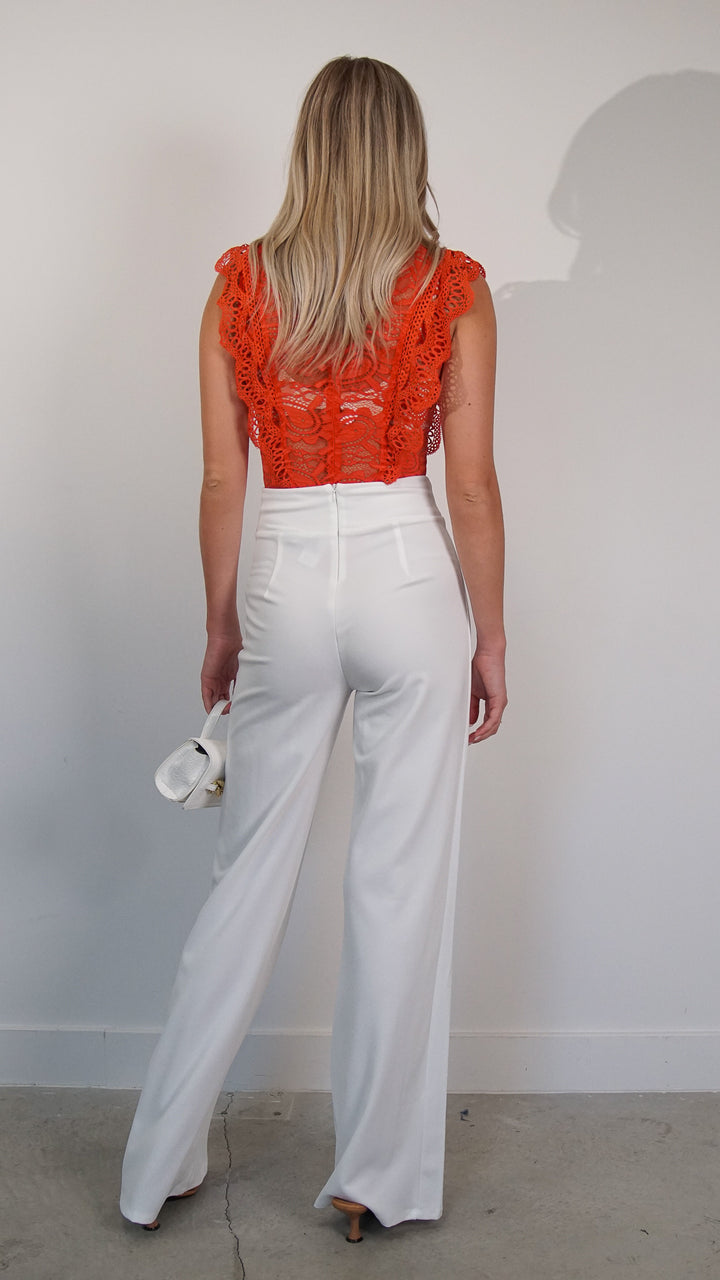 Yudi Lace Bodysuit in Orange