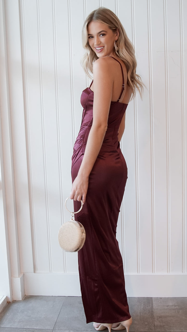 pavel maxi dress in burgandy