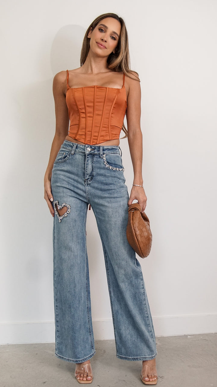 Baize Corset Top in Orange