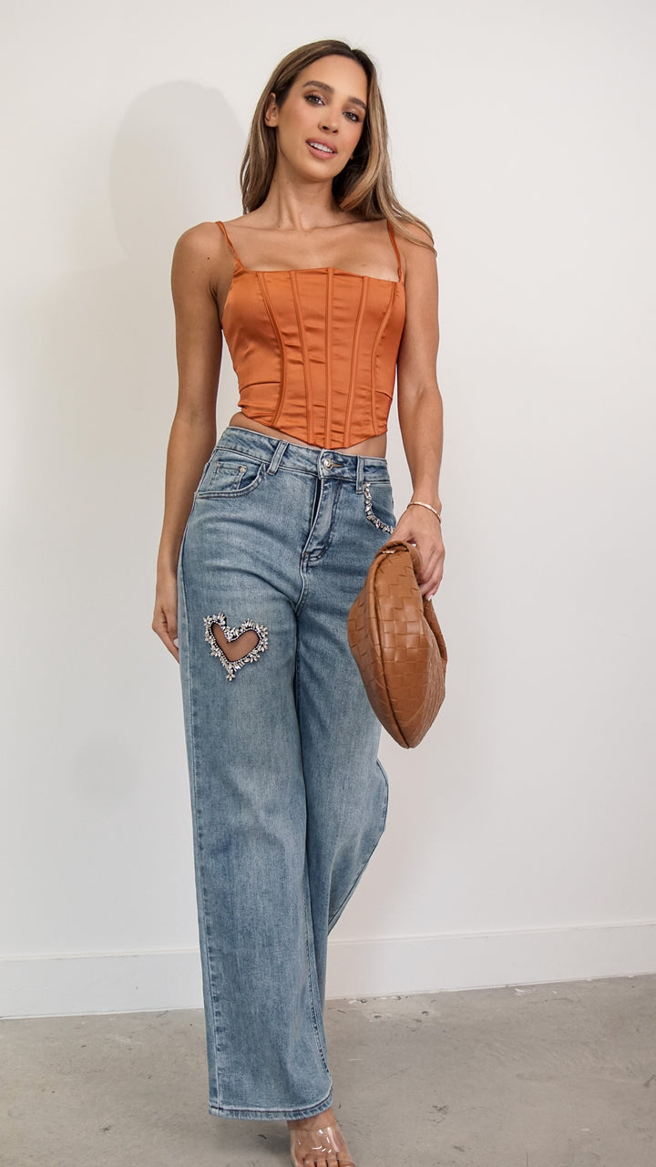 Baize Corset Top in Orange