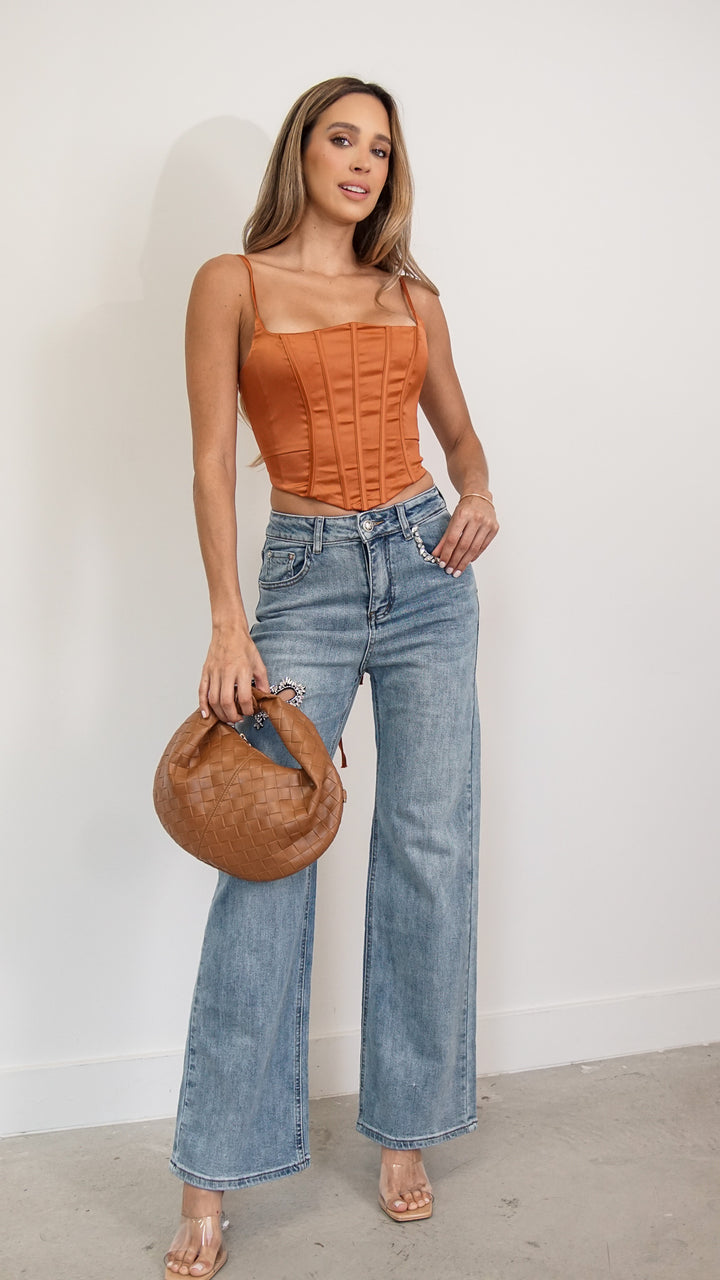 Baize Corset Top in Orange