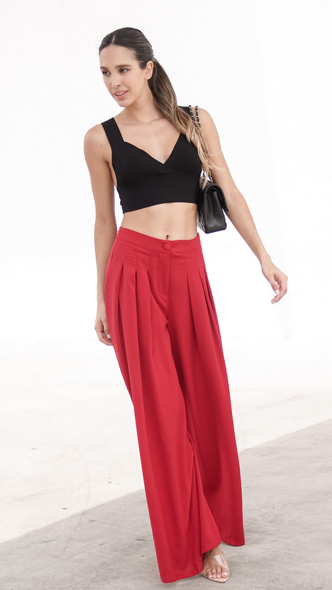 Sophie Wide Leg Pants in Red