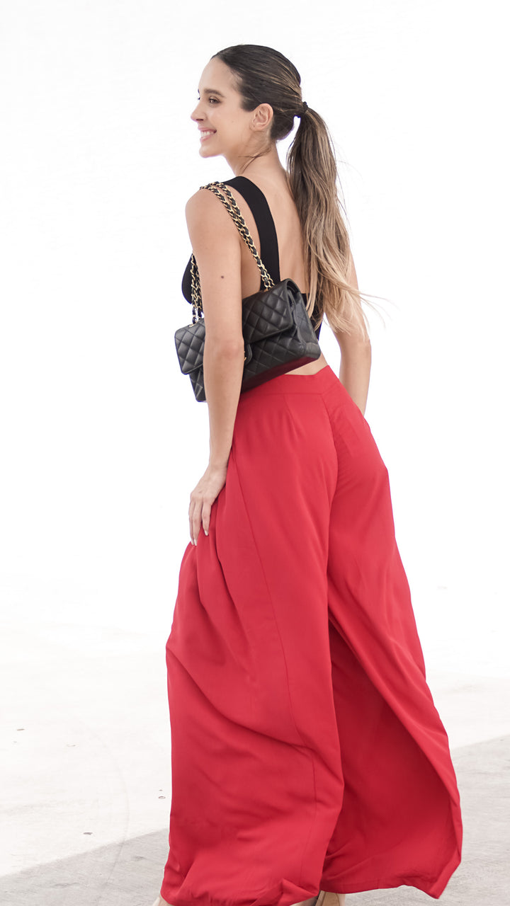 Sophie Wide Leg Pants in Red