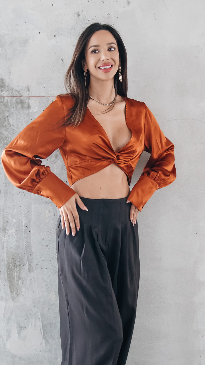 Azaria Longsleeve Satin Top