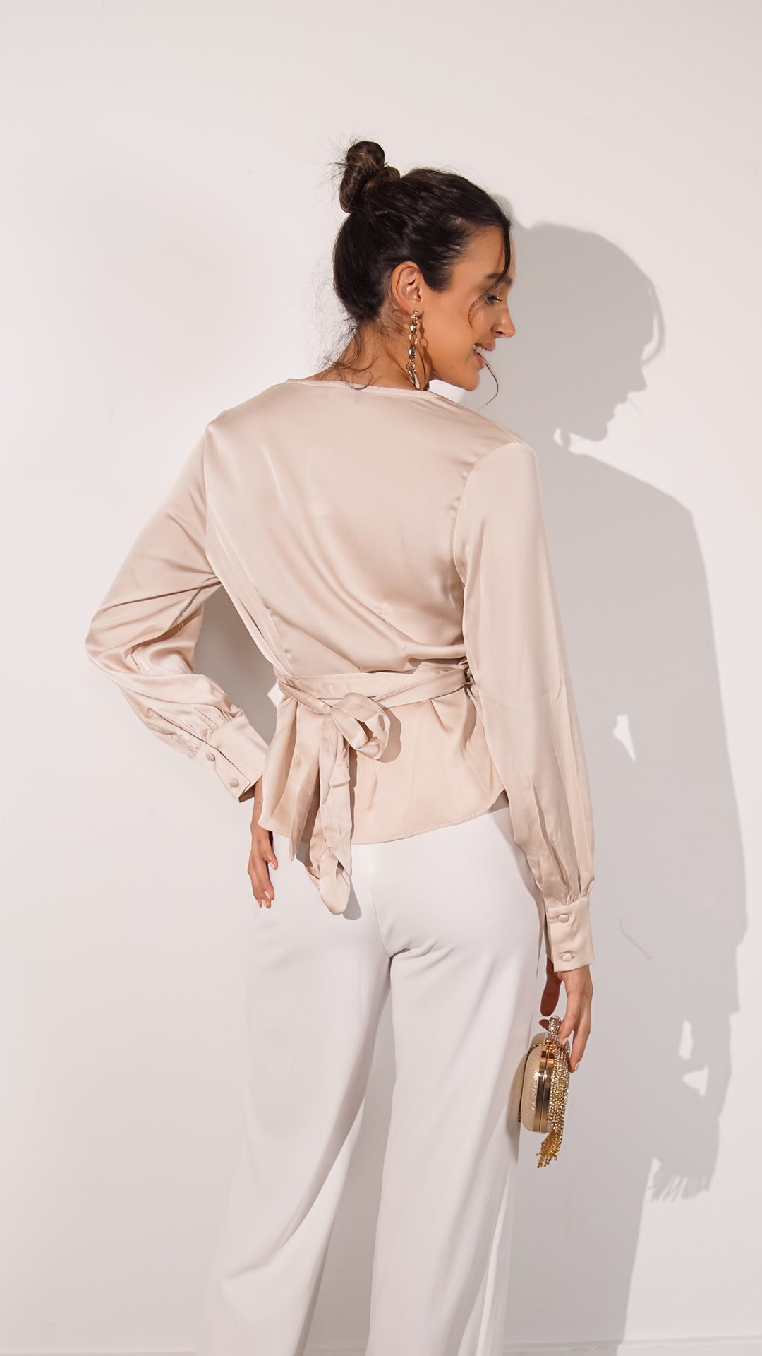 Elyzabeth Satin Longsleeve Button Up