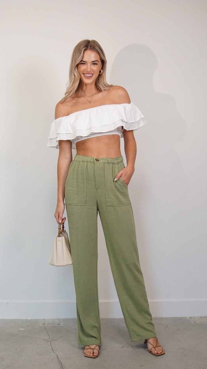 Rhu Linen Pants in Green