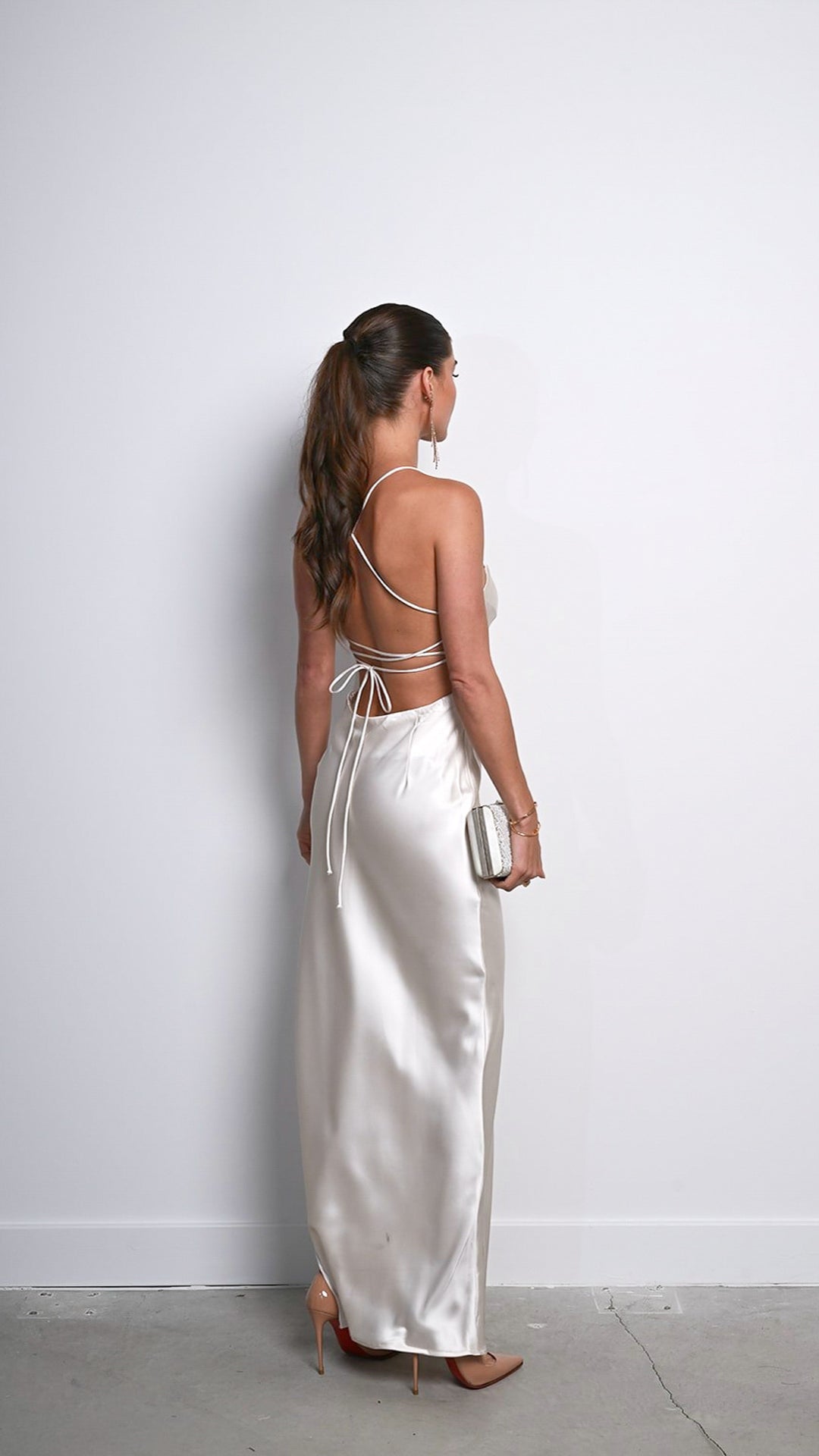 Seren Satin Maxi Dress in Champagne