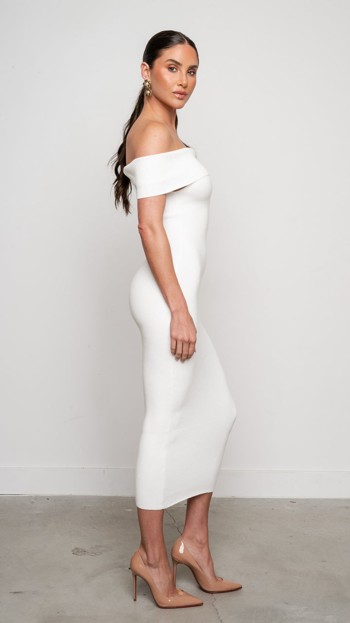 Camille Midi Dress in White