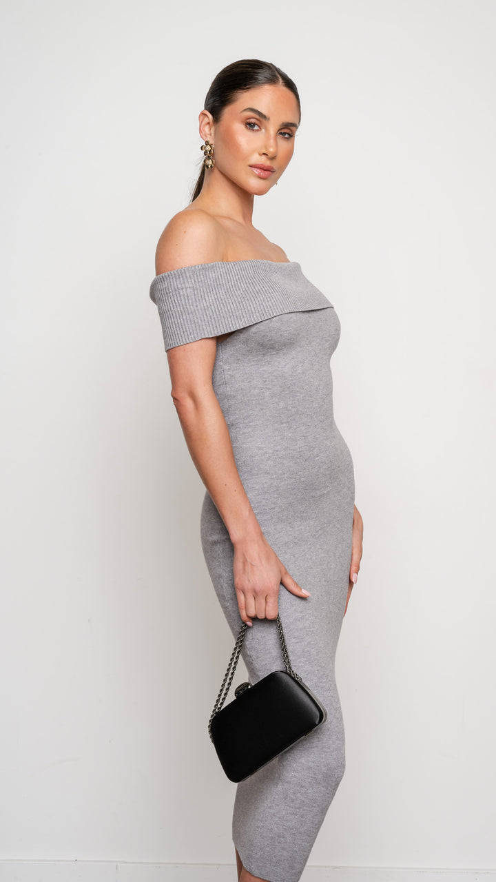 Camille Midi Dress in Gray