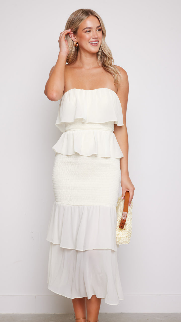 Emilia Ruffled Dress in White