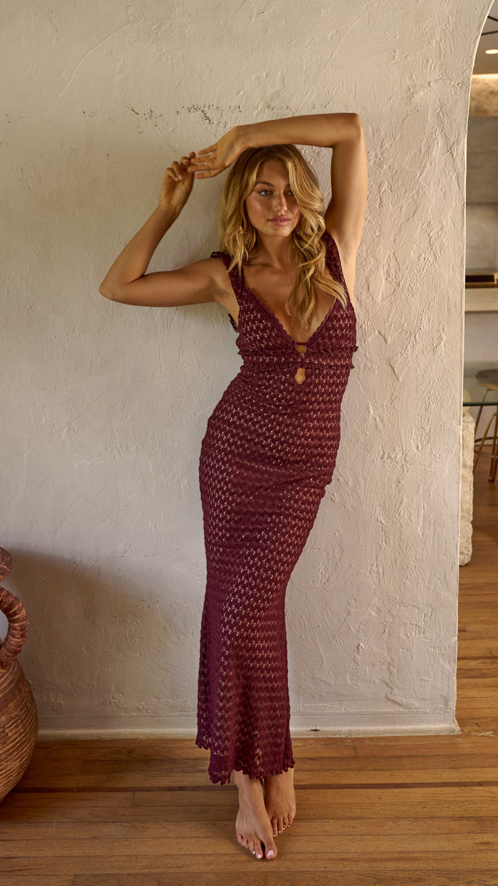 Lana Maxi Dress in cherry