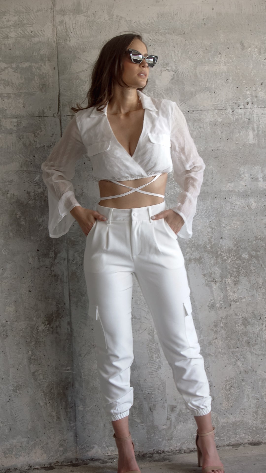 Shyla Sheer Crop Top in White - Steps New York